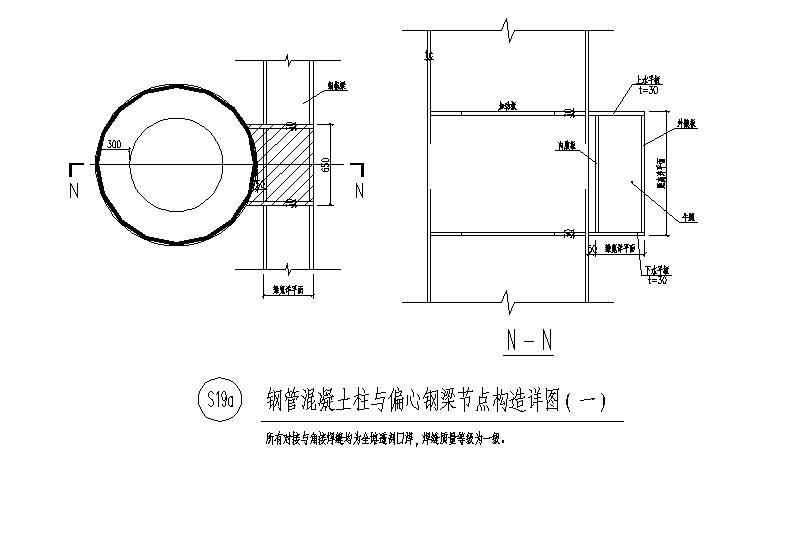 广东某县刚性柱脚节点构造平面图