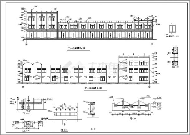 某沿街三层楼房建筑详细设计扩出图纸-图一