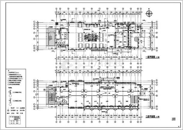 某学校框架结构食堂建筑+结构施工图-图一