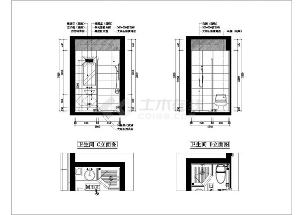 【昆山】现代中式两室一厅住宅装修设计施工图（附效果图）-图一