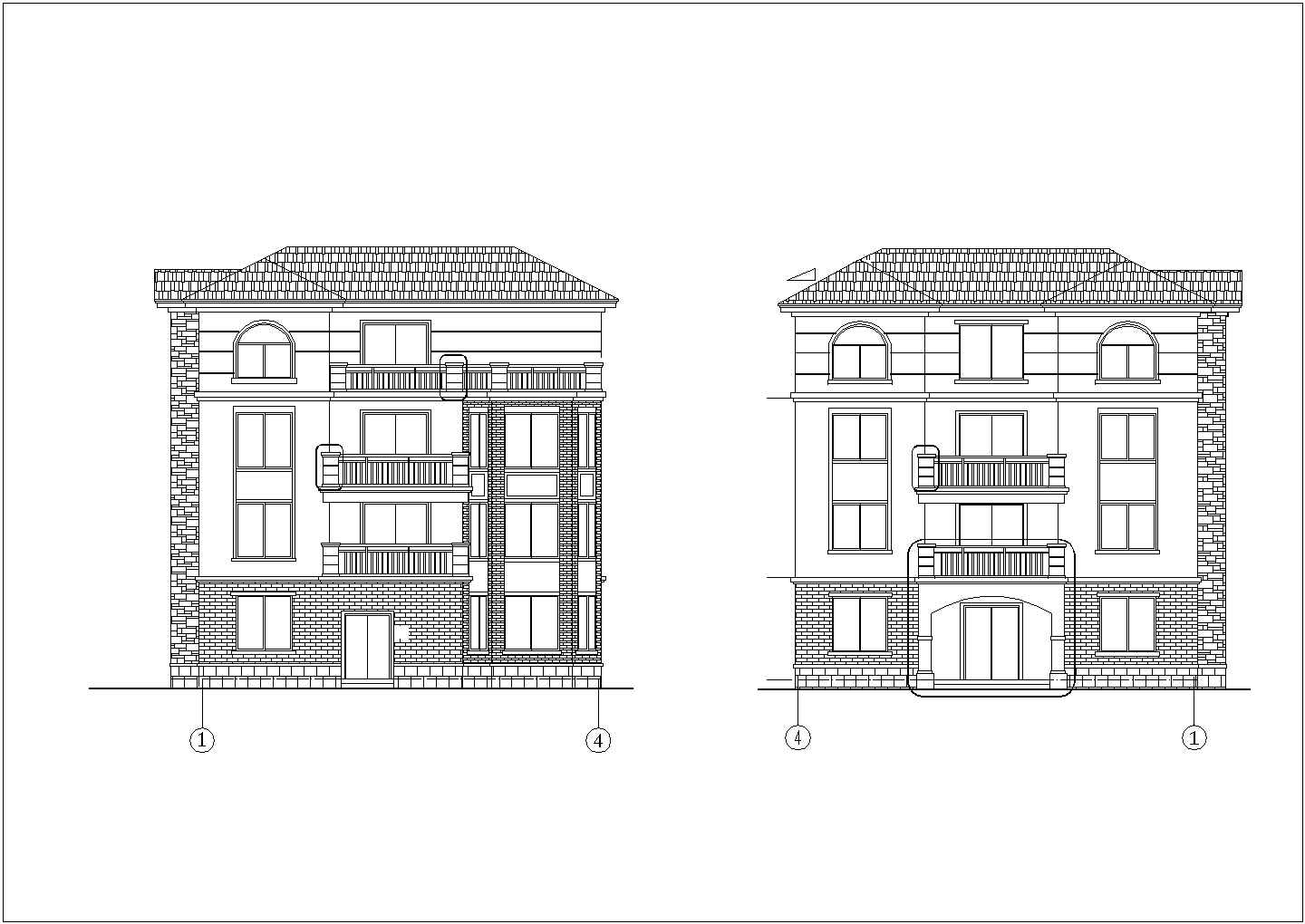 农村3层半别墅建筑设计图，附带效果图