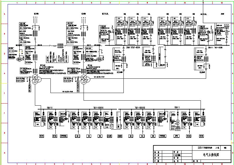 某110KV开发区变电所电气施工cad设计图（4张）