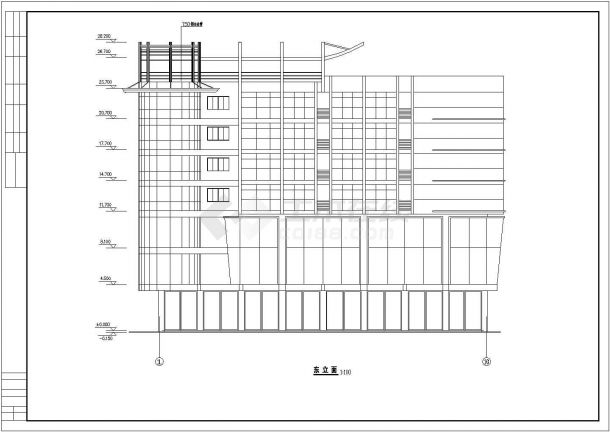 多层办公楼建筑设计方案CAD图纸-图二