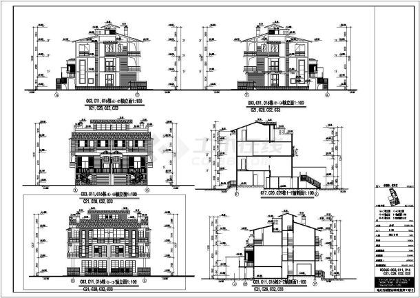 时尚双拼三层自建房屋详细建筑设计图-图二