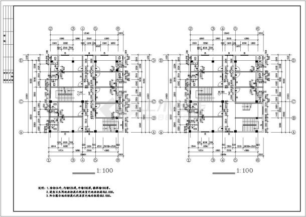 某四层宿舍建筑全套cad设计施工图-图二