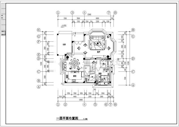 某地区别墅装修设计施工CAD图（全套）-图一