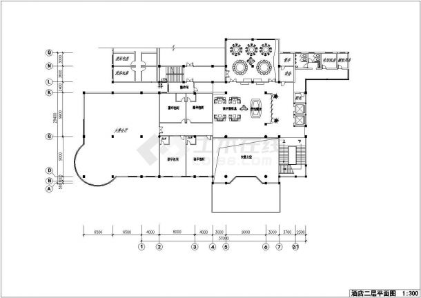 某地区饭店局部空间装饰设计施工CAD图-图一