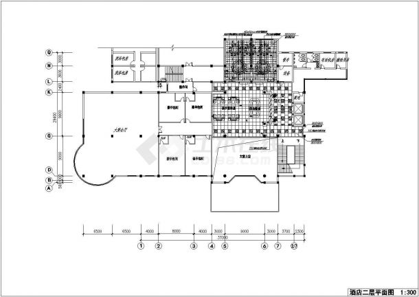 某地区饭店局部空间装饰设计施工CAD图-图二