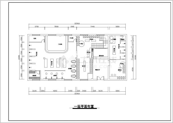 某地区浴场建筑设计方案施工CAD图-图一