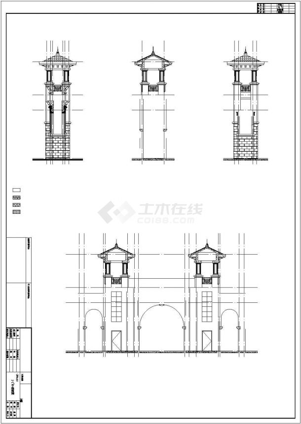 江西省某农副产品市场大门建筑设计施工图-图二