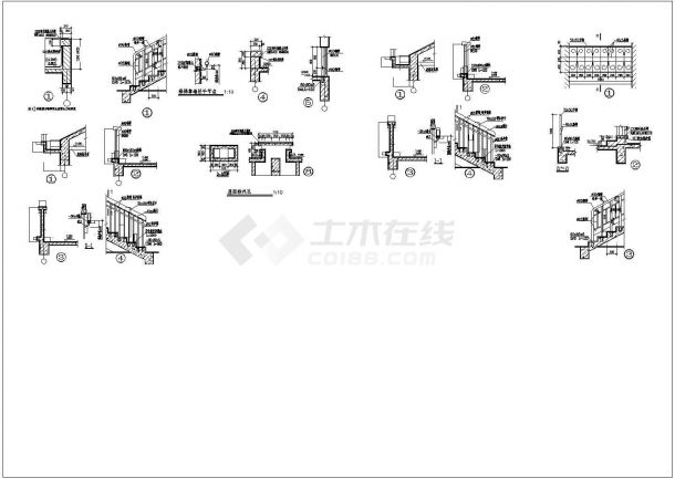 江苏省某地区常用楼梯、阳台、门窗及檐口大样图-图二