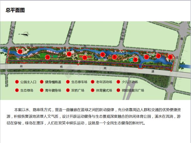 【江苏】历史飘带全民休闲体育公园设计方案-图一