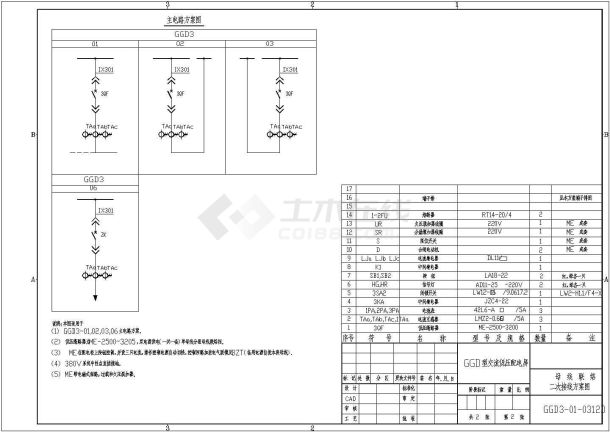 GGD3-01-0312D工作电源进线二次接线电路图-图一