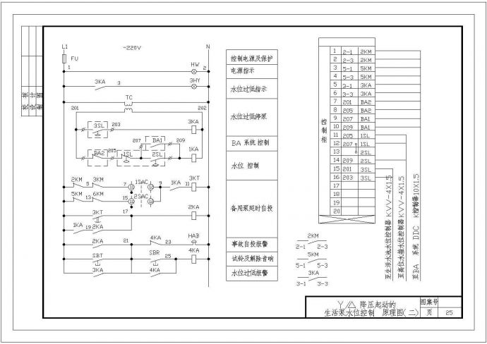 星三角降压启动生活泵水位控制原理图设计_图1