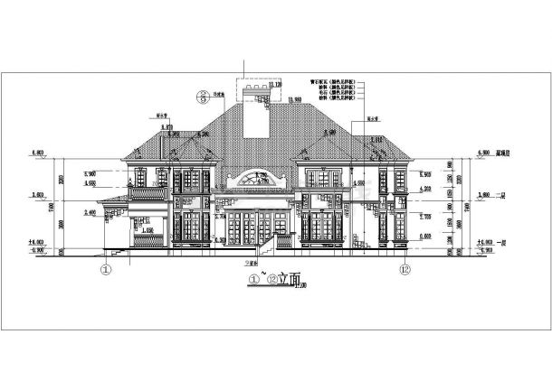 古典风格框架二层别墅详细建筑设计图-图一