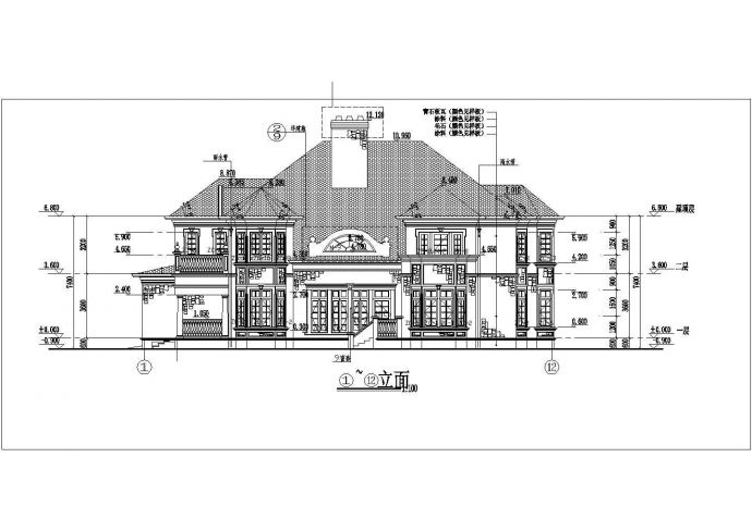 古典风格框架二层别墅详细建筑设计图_图1