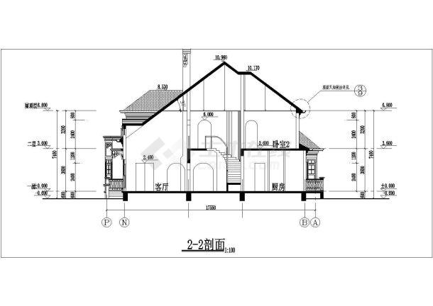 古典风格框架二层别墅详细建筑设计图-图二