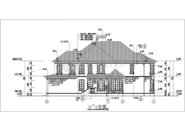 精美二层坡屋顶别墅详细建筑设计图-图二
