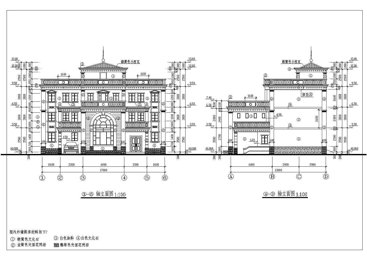 奢华欧式四层别墅详细建筑设计图（全套）