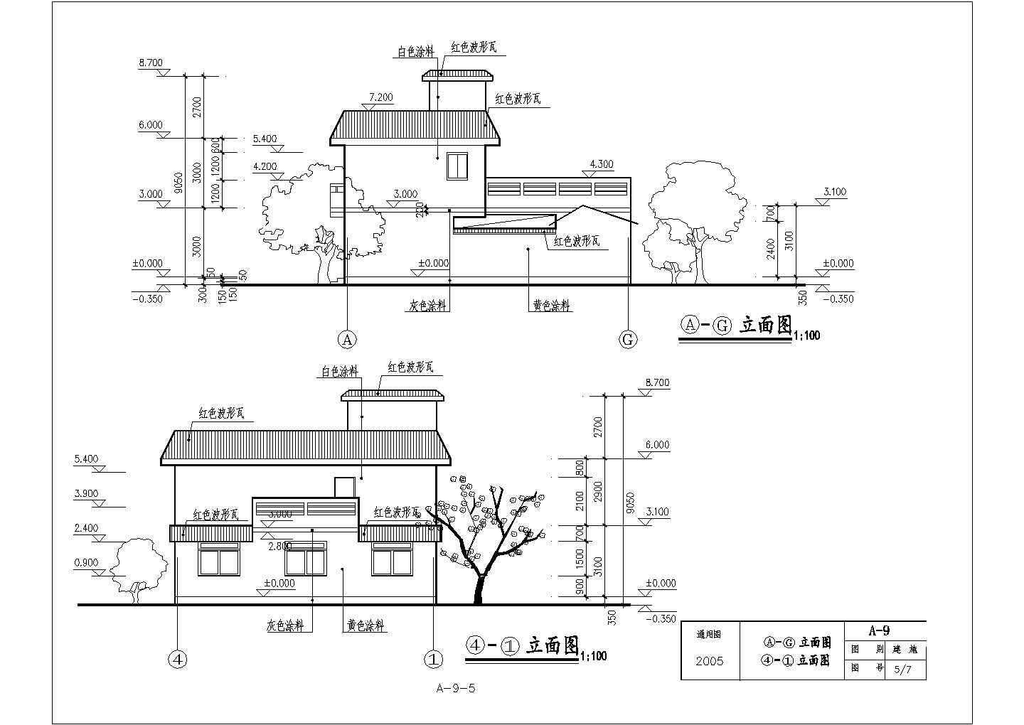 实用平屋顶二层农村房屋详细建筑设计图
