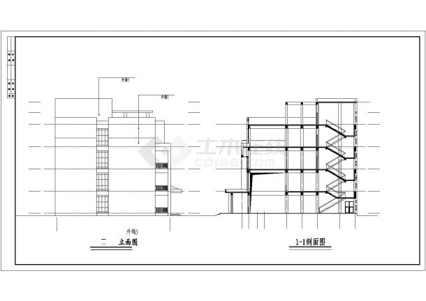 比较详细的4层框架结构办公楼建筑施工图纸-图二
