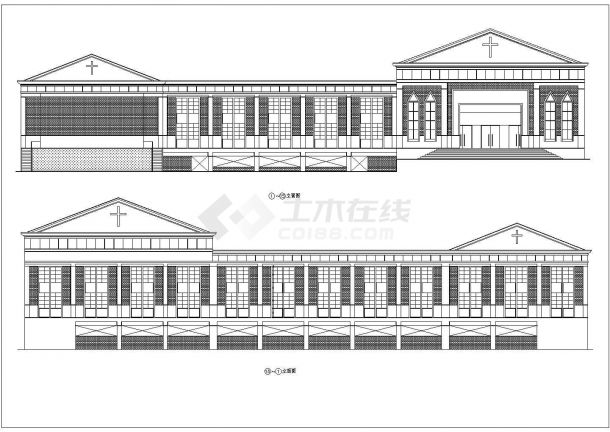 欧式教堂建筑cad设计图纸（标注详细）-图二