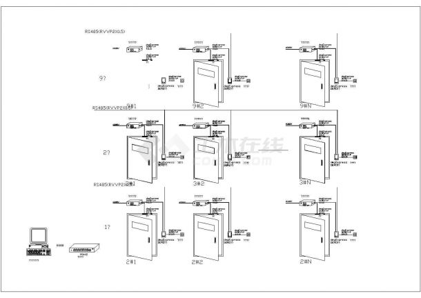 小区门禁系统原理设计CAD图纸-图一