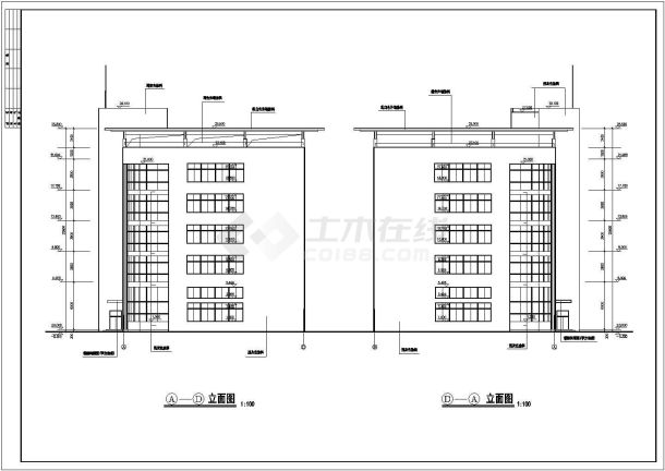 某地大型五层厂房建筑cad施工图纸（标注详细）-图一