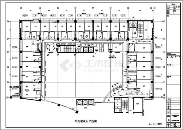 某宾馆层照明电气全套平面设计施工图-图二