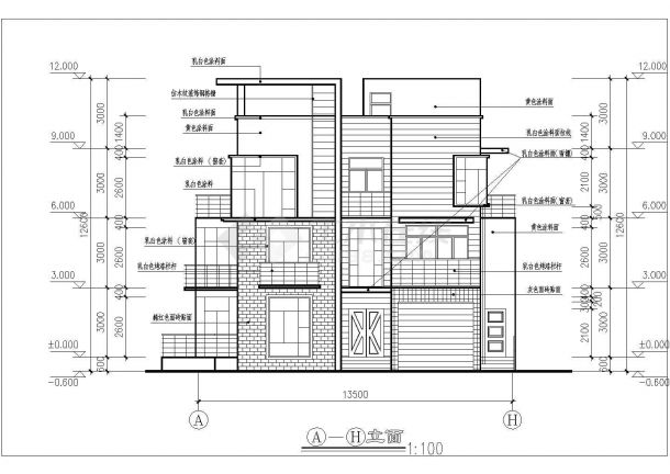 后现代平屋顶三层自建别墅详细建筑设计图（全套）-图二