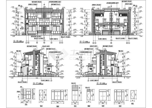 现代双拼带车库层三层半别墅详细建筑设计图（全套）-图二