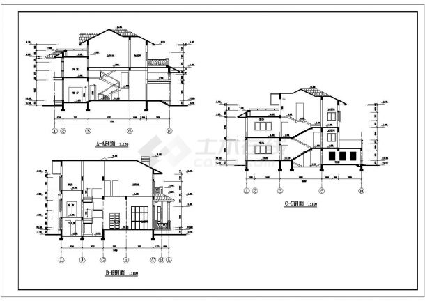 某三层居民别墅住宅建筑设计施工方案-图二