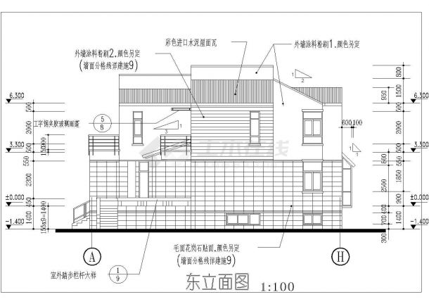 舒适带车库二层半农村房屋详细建筑设计图（全套）-图一