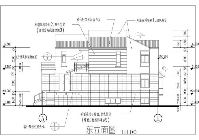 舒适带车库二层半农村房屋详细建筑设计图（全套）_图1