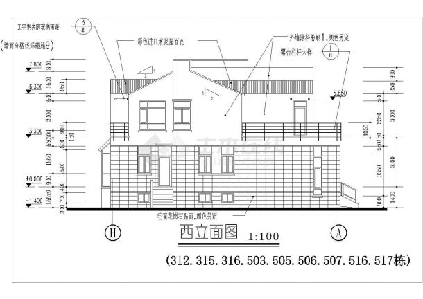 舒适带车库二层半农村房屋详细建筑设计图（全套）-图二