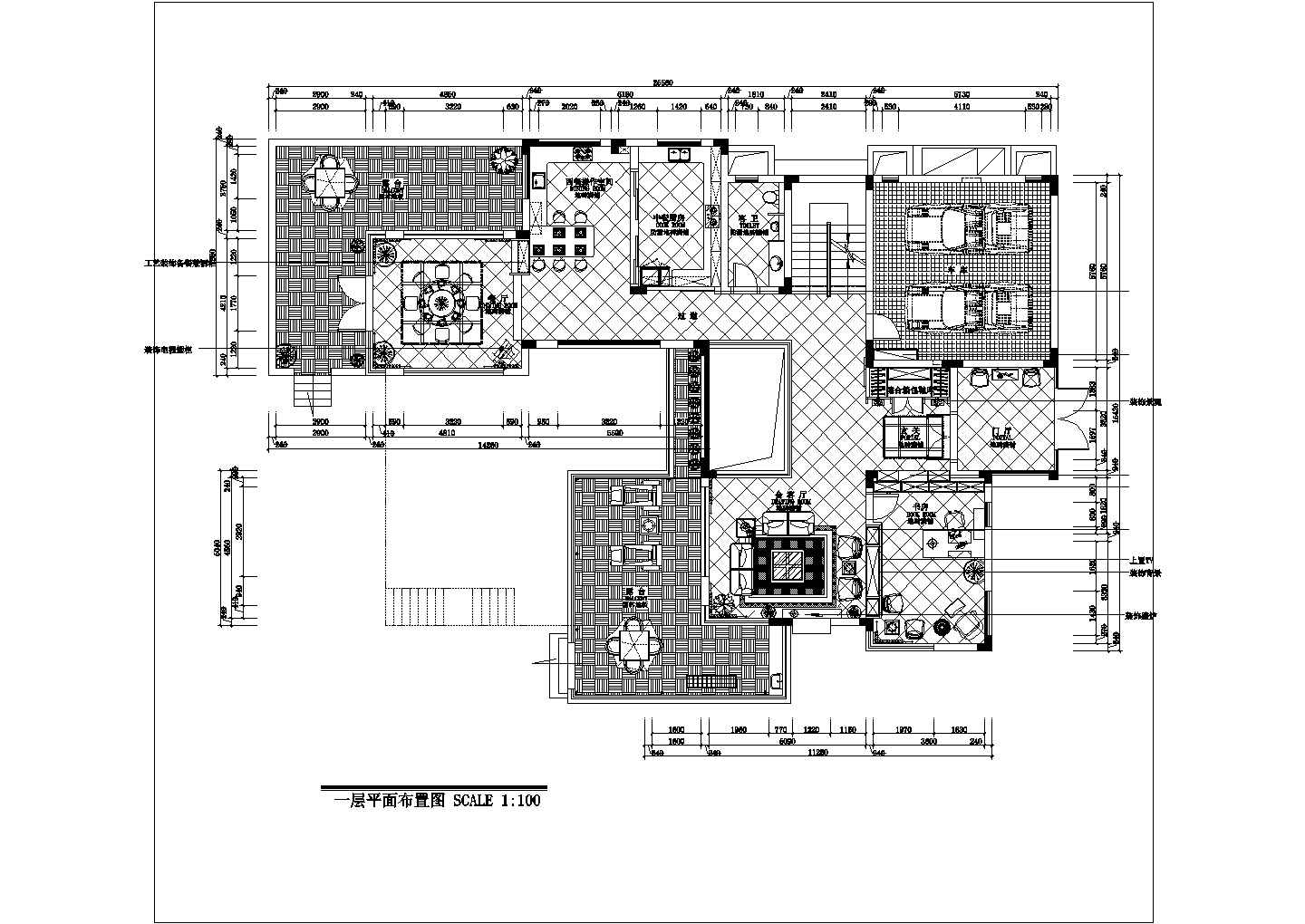 带地下室二层半豪华别墅装修详细设计图（含水电）