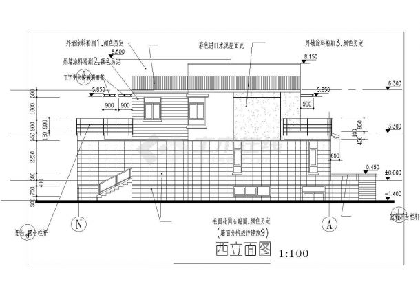 新颖平屋顶二层半自建房屋详细建筑设计图-图二