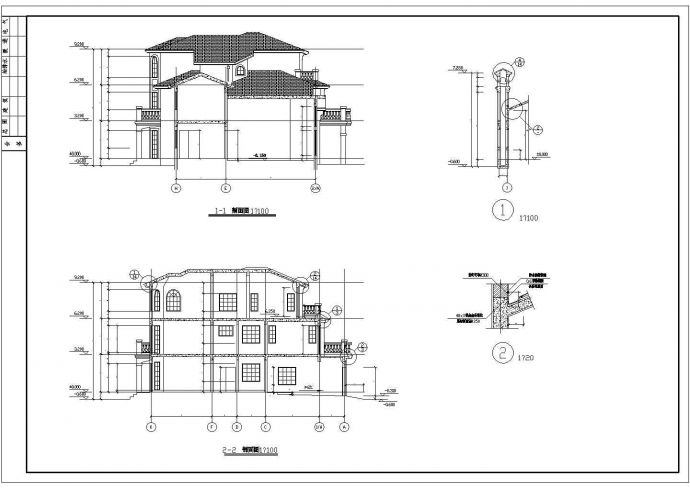 现代风格三层别墅建筑设计施工图纸_图1