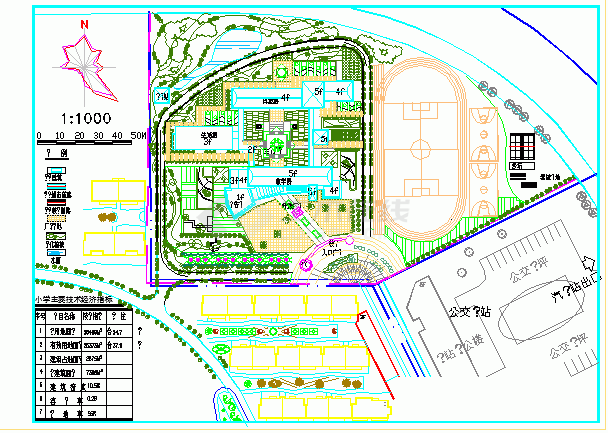 某市中心小学全套cad规划平面设计图纸-图一