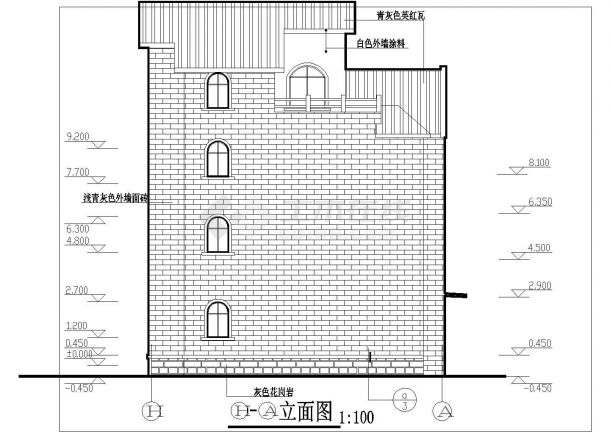 带露台砖混四层农村房屋详细建筑设计图-图二