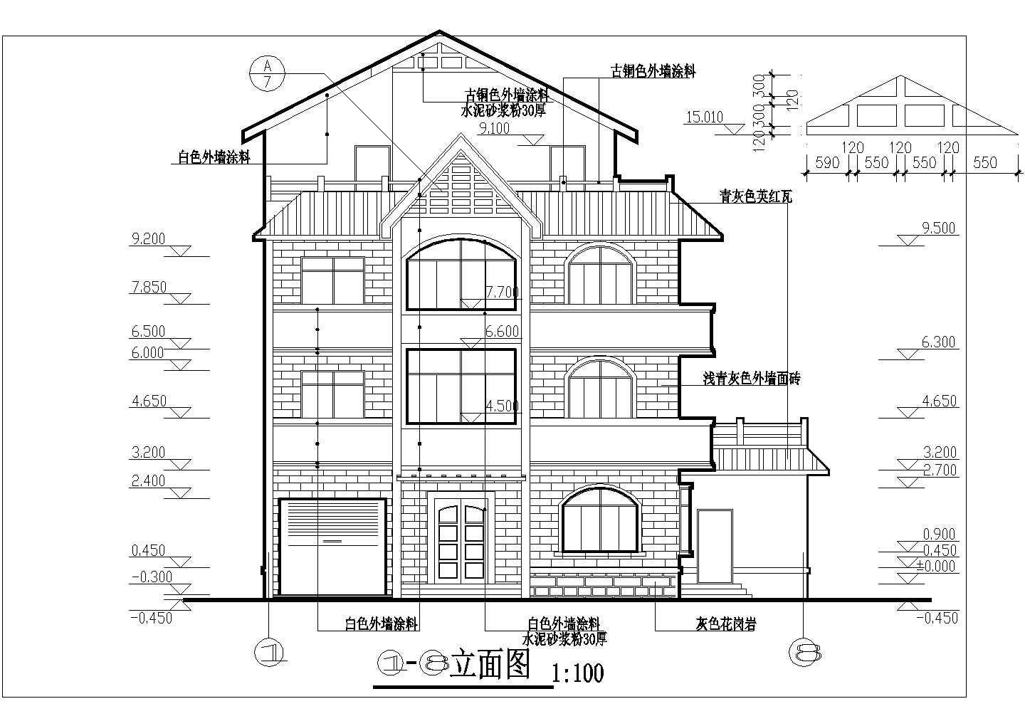 带露台砖混四层农村房屋详细建筑设计图