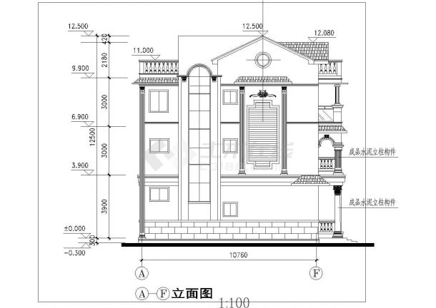 紧凑小型四层农村房屋详细建筑设计图-图一