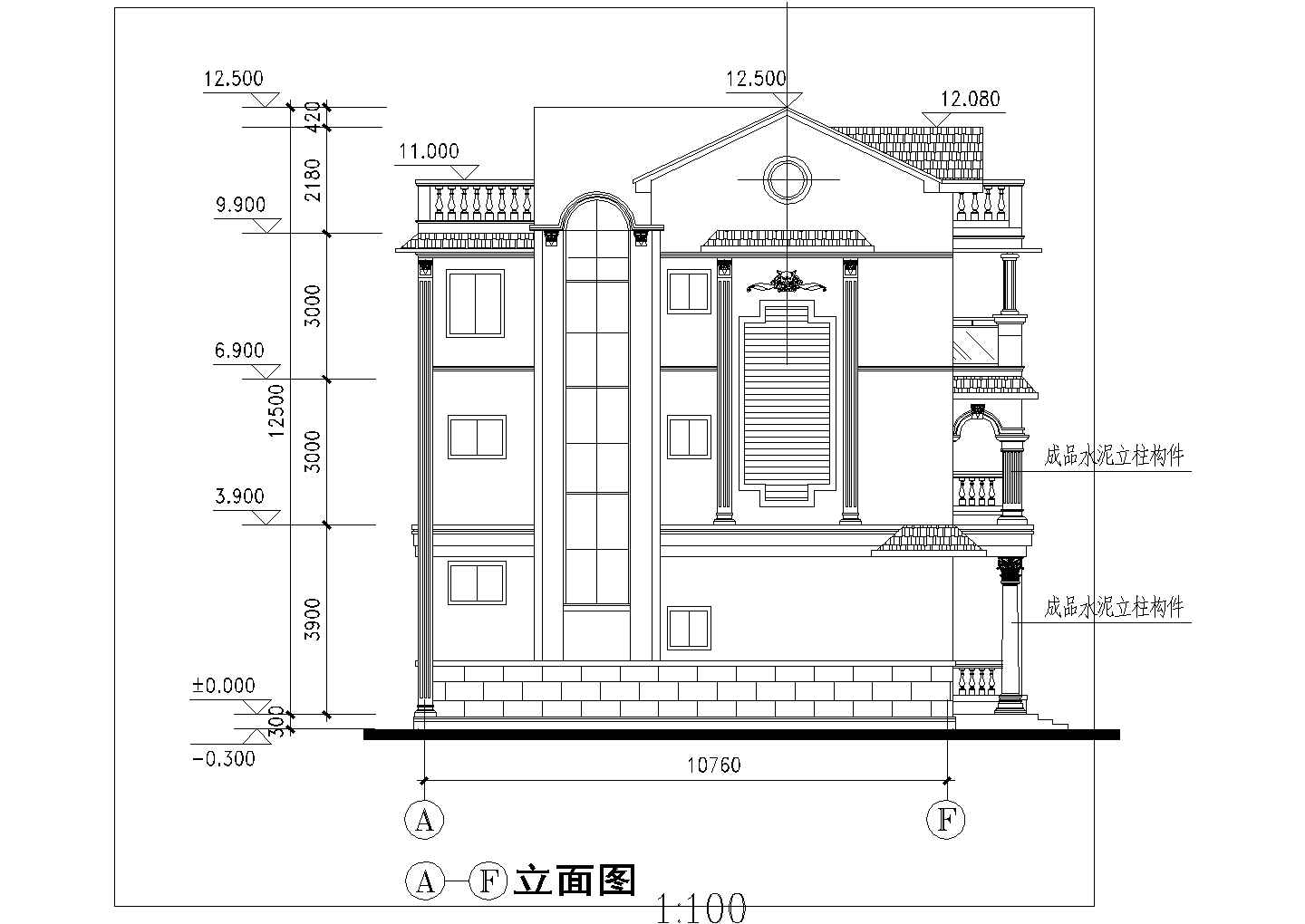 紧凑小型四层农村房屋详细建筑设计图