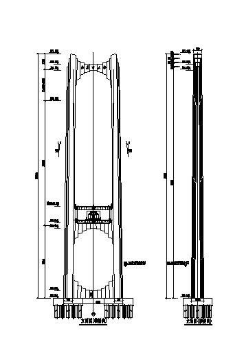 公轨两用高低塔双索面钢桁梁斜拉桥索塔钢锚箱布置图-图二