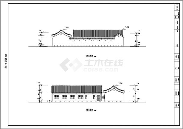 某地单层古典民居建筑方案cad图-图一