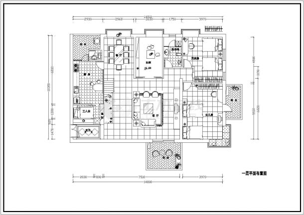 某地区高档豪宅装修设计CAD施工图-图一
