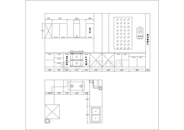 某地立体厨房建筑装修设计方案图纸-图二