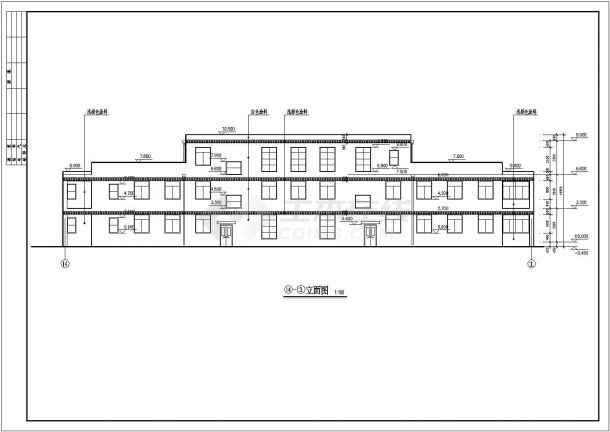 某地区小型3层多功能办公楼建筑设计施工图纸-图二