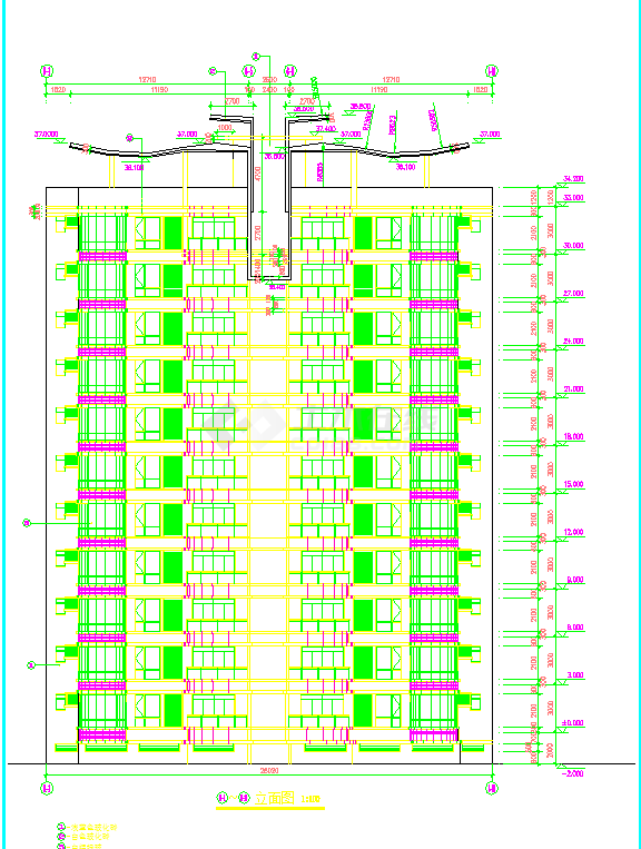 某地区11层1楼梯1电梯住宅楼建筑设计图-图一