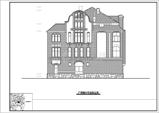 安徽某地区欧式别墅建筑设计cad图纸-图二